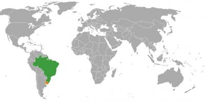 Uruguay placering på verdenskortet